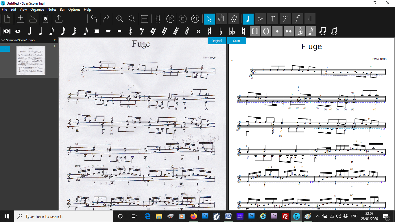 scanscore review sheet music view